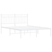 Bedframe met hoofdbord metaal wit 140x200 cm - thumbnail