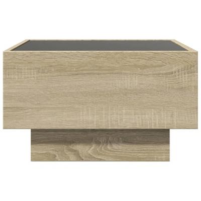 Salontafel met LED 50x50x30 cm bewerkt hout sonoma eikenkleurig