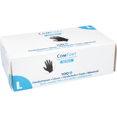 Handschoen nitril en poedervrij ZWART 100 stuks Large
