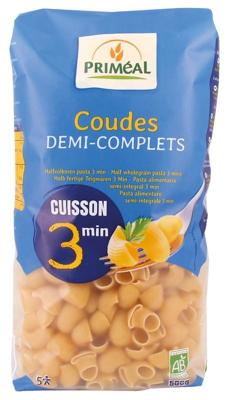 Primeal Coudes halfvolkoren snelkook 3 minuten bio 500 Gram Primeal Coudes halfvolkoren snelkook 3 minuten bio 500 Gram