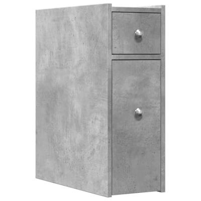 Badkamerkast smal met wielen bewerkt hout betongrijs