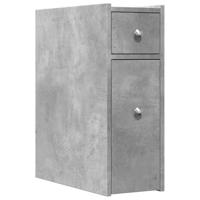 Badkamerkast smal met wielen bewerkt hout betongrijs - thumbnail