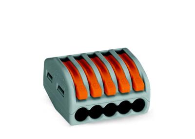 WAGO 222 Lasklem Flexibel: 0.08-4 mm² Massief: 0.08-2.5 mm² Aantal polen: 5 40 stuk(s) Grijs, Oranje WAGO 222 Lasklem Flexibel: 0.08-4 mm² Massief: 0.08-2.5 mm² Aantal polen: 5 40 stuk(s) Grijs, Oranje