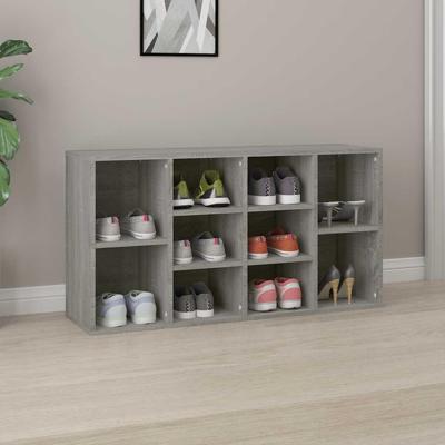 VidaXL Schoenenbank 103x30x55 cm bewerkt hout grijs sonoma eiken VidaXL Schoenenbank 103x30x55 cm bewerkt hout grijs sonoma eiken