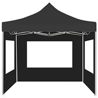 Partytent inklapbaar met wanden 2x2 m aluminium antraciet - thumbnail