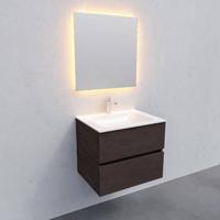 Badkamermeubel Solid Surface BWS Oslo 60x46 cm Wood Dark Brown (met 1 kraangat) - thumbnail