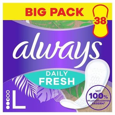 Always Daily Fresh Inlegkruisjes Long, Plantaardige Vezels, 38 Stuks