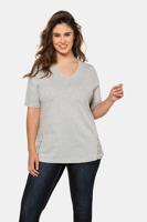 Ulla Popken Shirt, V-hals, sierrijgsluiting, korte mouwen - Grote Maten - thumbnail