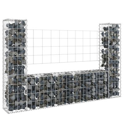 VidaXL Schanskorf u-vormig met 2 palen 140x20x100 cm ijzer