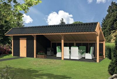 Tuindeco | Overkapping Bergen XL | Type 7 | Zwarte Wanden