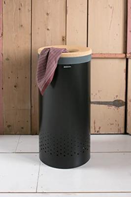 Brabantia Wasbox - 35 liter - kurkendeksel - uitneembare waszak - zwart 120008