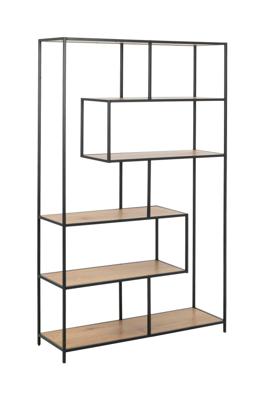 Boekenkast Jaxx - eikenkleur/zwart - 185x114x35 cm