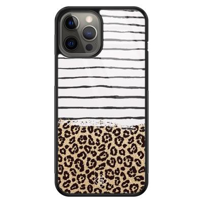 iPhone 12 Pro Max glazen hardcase - Leopard lines