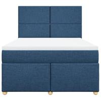 Boxspring met matras stof blauw 140x200 cm - thumbnail