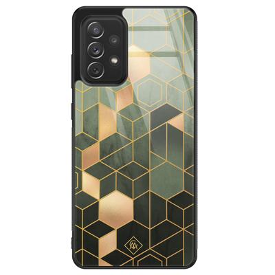 Samsung Galaxy A72 glazen hardcase - Kubus groen