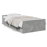 Bedframe met lades bewerkt hout betongrijs 75x190 cm - thumbnail