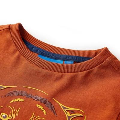 Kindershirt met lange mouwen berenprint 128 lichtroestkleurig