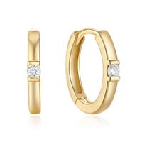 Elenza Goudkleurige Hoepel Oorbellen met Witte Zirkonia - thumbnail