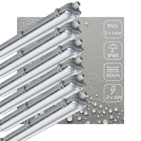 6 PACK - LED&apos;s Light Dubbele LED TL lamp 60 cm - compleet met LED buizen - Binnen en buiten - 2200 lm - 2x6W - 4000K - thumbnail