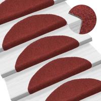 VidaXL Trapmatten zelfklevend 15 stuks 56x17x3 cm bordeaux rood halfrond - thumbnail