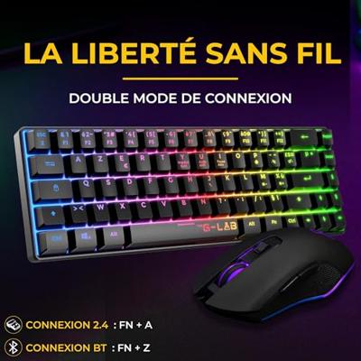 The G-Lab COMBO HYDROGEN WL – draadloze gaming-muis – draadloos gaming-toetsenbord 60% AZERTY FR RGB – gaming-muis 7200 DPI – dubbele modus 2,4 GHz & Bluetooth – PC PS4 PS5 The G-Lab COMBO HYDROGEN WL – draadloze gaming-muis – draadloos gaming-toetsenbord 60% AZERTY FR RGB – gaming-muis 7200 DPI – dubbele modus 2,4 GHz & Bluetooth – PC PS4 PS5
