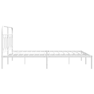 Bedframe met hoofdbord metaal wit 150x200 cm - thumbnail