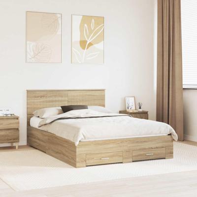 Bedframe met hoofdeinde Sonoma Eiken 140 x 200 cm Bewerkt hout