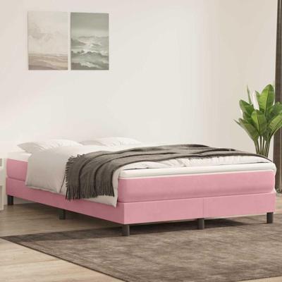 Boxspring met matras fluweel roze 160x220 cm