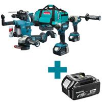 Makita DLX4194TX1 Combiset - DDF492 Accu Boor-/Schroefmachine + DTD153 18v Slagschroevendraaier + DGA504 18v Haakse Slijper + DHR243 18v Combihamer | Incl. 2x 5.0 Ah accu en lader - thumbnail