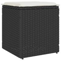 Tuinkrukken met kussens 2 st 40x40x43 cm poly rattan zwart - thumbnail