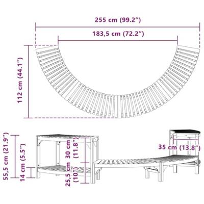 VidaXL Hottub omgeving half-rond bruin 252 x 112 x 55,5 cm VidaXL Hottub omgeving half-rond bruin 252 x 112 x 55,5 cm