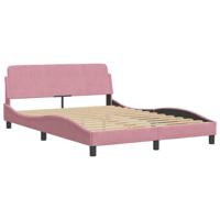 Bedframe met hoofdeinde fluweel roze 140x190 cm - thumbnail