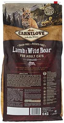 CARNILOVE Lamb & Wild Boar Sterilised - droog kattenvoer - 6kg - thumbnail