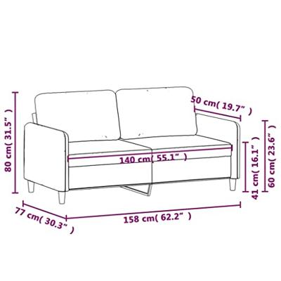 Tweezitsbank 140 cm fluweel lichtgrijs - thumbnail