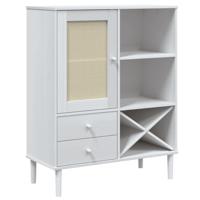 Hoge kast SENJA 90x40x112 cm rattan look massief grenenhout wit - thumbnail