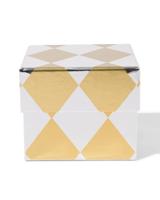 HEMA Cadeaudoos 11x11x9cm ruiten goud-zilver - thumbnail