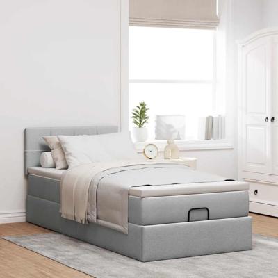 Ottoman bed met matras 180x200cm stof lichtgrijs - thumbnail