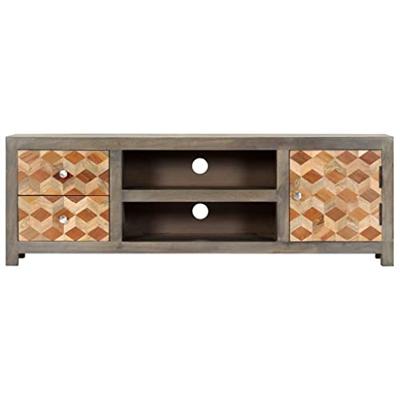 Tv-meubel 120x30x40 cm massief mangohout grijs Tv-meubel 120x30x40 cm massief mangohout grijs