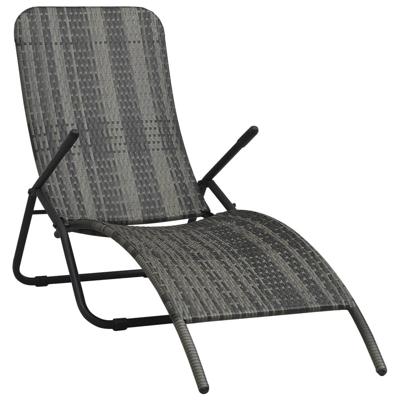 Ligbed inklapbaar poly rattan grijs Ligbed inklapbaar poly rattan grijs