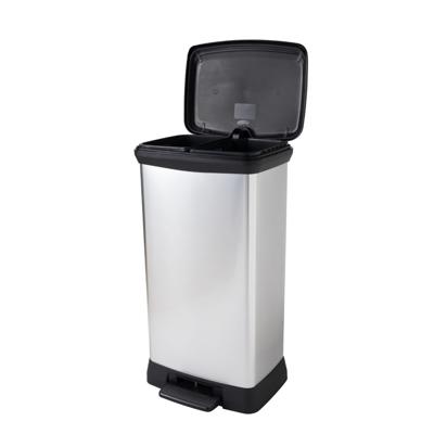 Curver deco bin duo prullenbak 23 liter + 23 liter rechthoekig zilver metallic