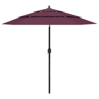 VidaXL Parasol 3-laags met aluminium paal 2,5 m bordeauxrood - thumbnail