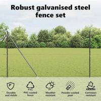 VidaXL Afrasteringspaal grijs 10 x 1,6 m (36 mm gaas) staal en pvc - thumbnail