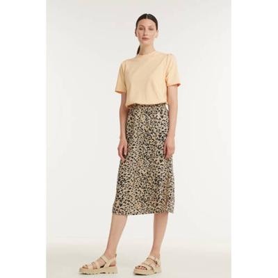 Another-Label midi rok Demi met panterprint beige