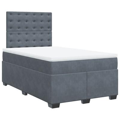 Boxspring met matras fluweel donkergrijs 120x190 cm