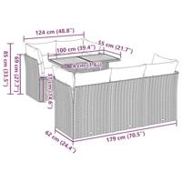 6-delige Loungeset met kussens poly rattan zwart - thumbnail