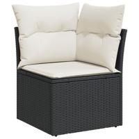 6-delige Loungeset met kussens poly rattan zwart - thumbnail