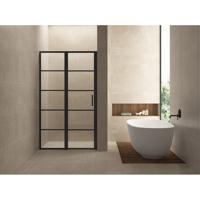 BWS Nisdeur INDUS met Vast Paneel 120x200 cm 8 mm NANO Glas Omkeerbaar Mat Zwart Boss & Wessing - thumbnail