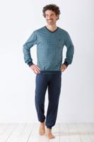 Blauwe katoenen heren pyjama Hajo - thumbnail