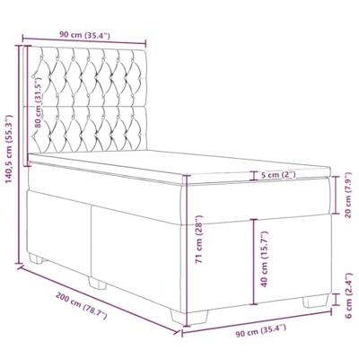 Boxspring met matras fluweel donkergrijs 90x200 cm - thumbnail