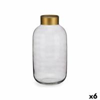 Vaas Grijs Gouden Glas 14,5 x 29,5 x 14,5 cm (6 Stuks) - thumbnail